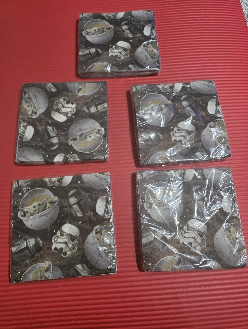 Star Wars White Napkins In Color Black And Grey Multicolor Mandalorian. Count 16